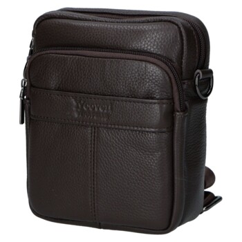 Pánska kožená crossbody taška coffee - Coveri Fabien