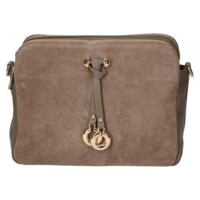 Dámska kožená crossbody kabelka taupe - Delami Vera Pelle Editka