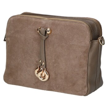 Dámska kožená crossbody kabelka taupe - Delami Vera Pelle Editka