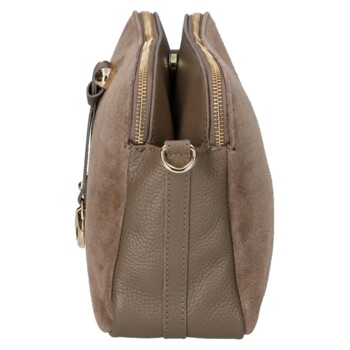 Dámska kožená crossbody kabelka taupe - Delami Vera Pelle Editka