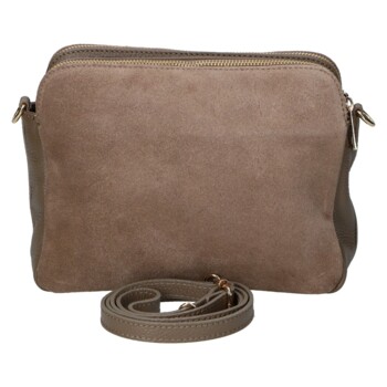 Dámska kožená crossbody kabelka taupe - Delami Vera Pelle Editka