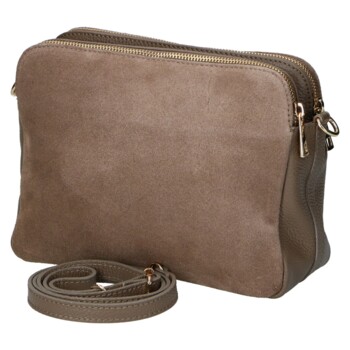 Dámska kožená crossbody kabelka taupe - Delami Vera Pelle Editka