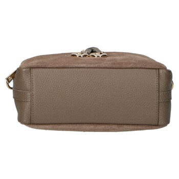 Dámska kožená crossbody kabelka taupe - Delami Vera Pelle Editka