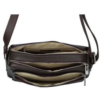 Dámska kožená crossbody kabelka coffee - Delami Vera Pelle Bandit
