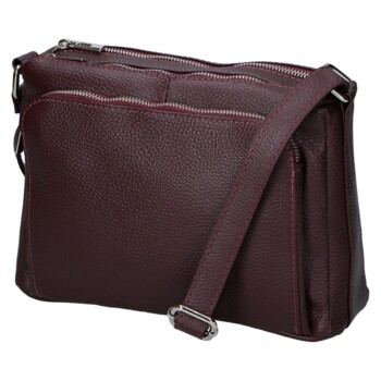 Dámska kožená crossbody kabelka vínová - Delami Vera Pelle Bandit