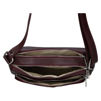 Dámska kožená crossbody kabelka vínová - Delami Vera Pelle Bandit