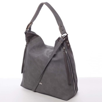 Exkluzivní velká měkká šedá kabelka - Carine Tamika