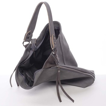 Exkluzivní velká měkká šedá kabelka - Carine Tamika