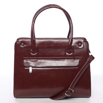 Elegantná pevná dámska kabelka do ruky tmavočervená - Silvia Rosa Takeon