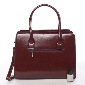 Elegantná pevná dámska kabelka do ruky tmavočervená - Silvia Rosa Takeon