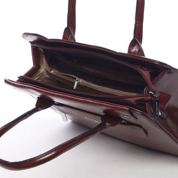 Elegantná pevná dámska kabelka do ruky tmavočervená - Silvia Rosa Takeon