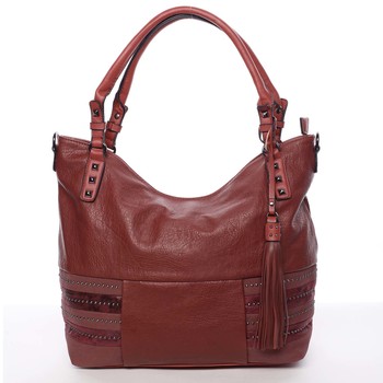 Velká módní měkká červená kabelka přes rameno - MARIA C Titania