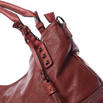 Velká módní měkká červená kabelka přes rameno - MARIA C Titania