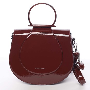 Originálna dámska lakovaná crossbody kabelka sýto vínová - Silvia Rosa Sherise