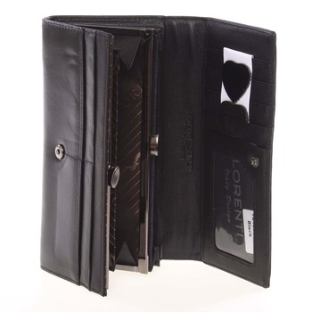 Luxusná hladká kožená čierna peňaženka - Lorenti 2401N