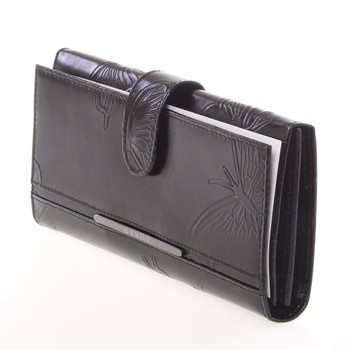 Elegantní dámská vzorovaná černá kožená peněženka - Lorenti 0515E