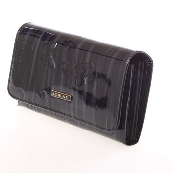 Jedinečná kožená lakovaná čierno strieborná peňaženka - Lorenti Noragen