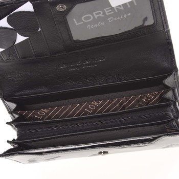 Jedinečná kožená lakovaná čierno strieborná peňaženka - Lorenti Noragen