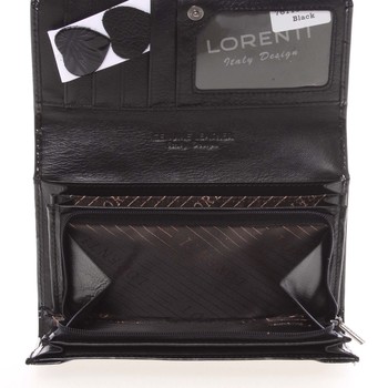 Jedinečná kožená lakovaná čierno strieborná peňaženka - Lorenti Noragen