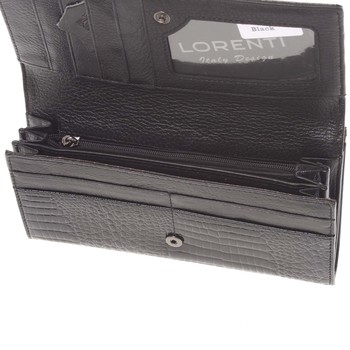 Veľká dámska elegantná kožená lakovaná peňaženka čierna - Loren 2031