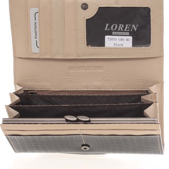 Jedinečná čierna pololakovaná peňaženka - Loren Croko