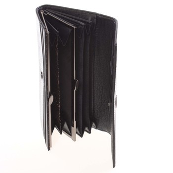 Luxusná a elegantná kožená lakovaná čierna peňaženka - Loren 2401