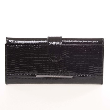 Elegantná dámska lakovaná čierna kožená peňaženka - Loren 0515