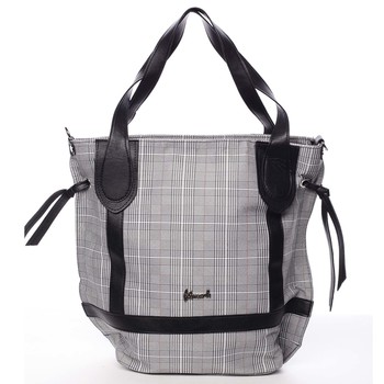 Originálna károvaná dámska látková kabelka čierna - Delami Saniya