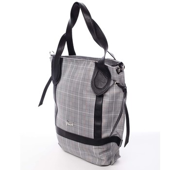 Originálna károvaná dámska látková kabelka čierna - Delami Saniya