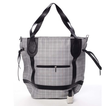 Originálna károvaná dámska látková kabelka čierna - Delami Saniya