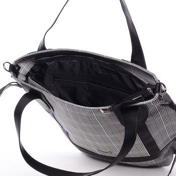 Originálna károvaná dámska látková kabelka čierna - Delami Saniya