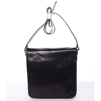 Pánska luxusná kožená taška cez plece čierna - ItalY Jamar