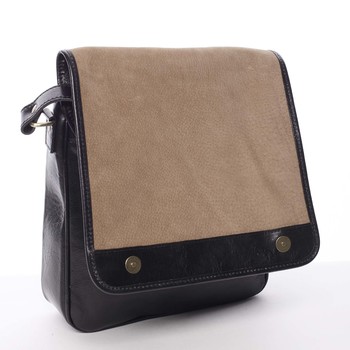 Pánska luxusná kožená taška cez plece čierna - ItalY Jamar