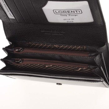 Veľká luxusná lakovaná čierna dámska peňaženka - Lorenti 1140