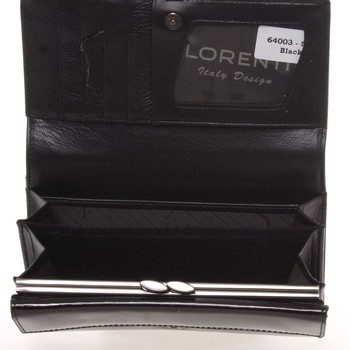 Luxusná lakovaná kožená čierna peňaženka - Lorenti 64003SH