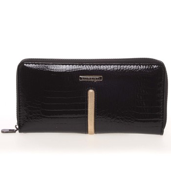 Lakovaná kožená čierna peňaženka na zips - Lorenti 780RS