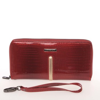 Lakovaná kožená červená peňaženka na zips - Lorenti 780RS