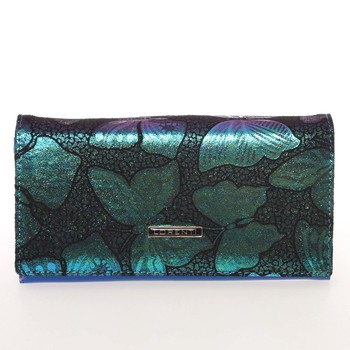 Pôvabná modro-strieborná kožená peňaženka s odleskom - Lorenti 6114N