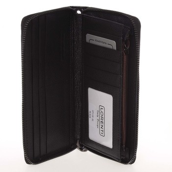 Väčšia dámska kožená čierna peňaženka na zips - Lorenti GF119SL