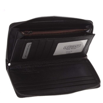 Väčšia dámska kožená čierna peňaženka na zips - Lorenti GF119SL