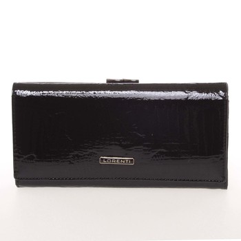 Lakovaná kožená čierna peňaženka s jemným vzorom - Lorenti 72031RSBF