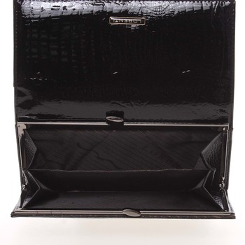Lakovaná kožená čierna peňaženka s jemným vzorom - Lorenti 72031RSBF