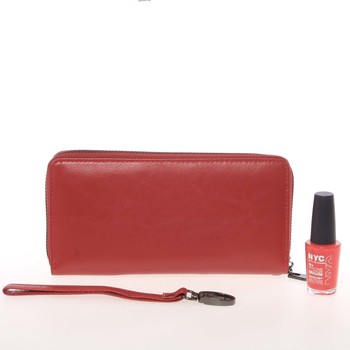 Väčšia dámska kožená červená peňaženka na zips - Lorenti GF119SL