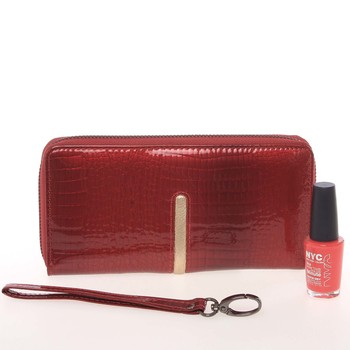 Lakovaná kožená červená peňaženka na zips - Lorenti A100RS