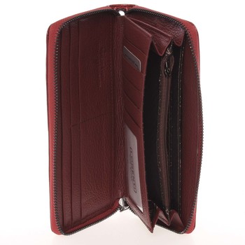 Lakovaná kožená červená peňaženka na zips - Lorenti A100RS