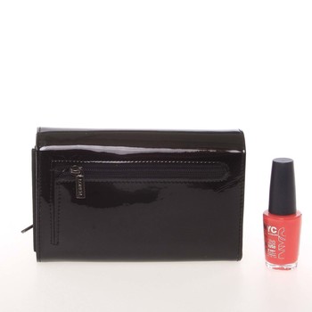 Luxusná kožená lakovaná čierna peňaženka - Lorenti 4112SH