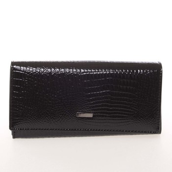 Elegantná lakovaná kožená čierna peňaženka - Loren 64003RS