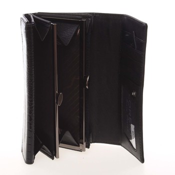 Elegantná lakovaná kožená čierna peňaženka - Loren 64003RS