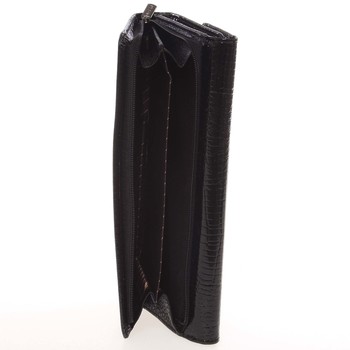Štýlová kožená lakovaná dámska peňaženka čierna - Loren 74507RS
