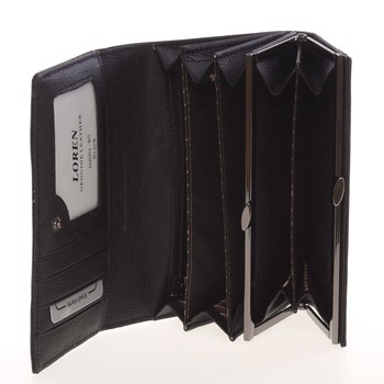 Stredne veľká lakovaná čierna peňaženka - Loren 6001RS